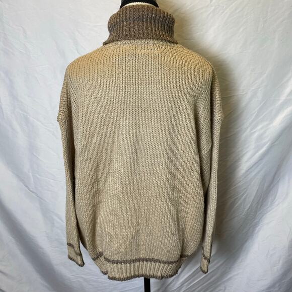 Vintage Midnight Blues Women's Argyle Turtleneck Sweater Large Knitted by Hand - Picture 7 of 10